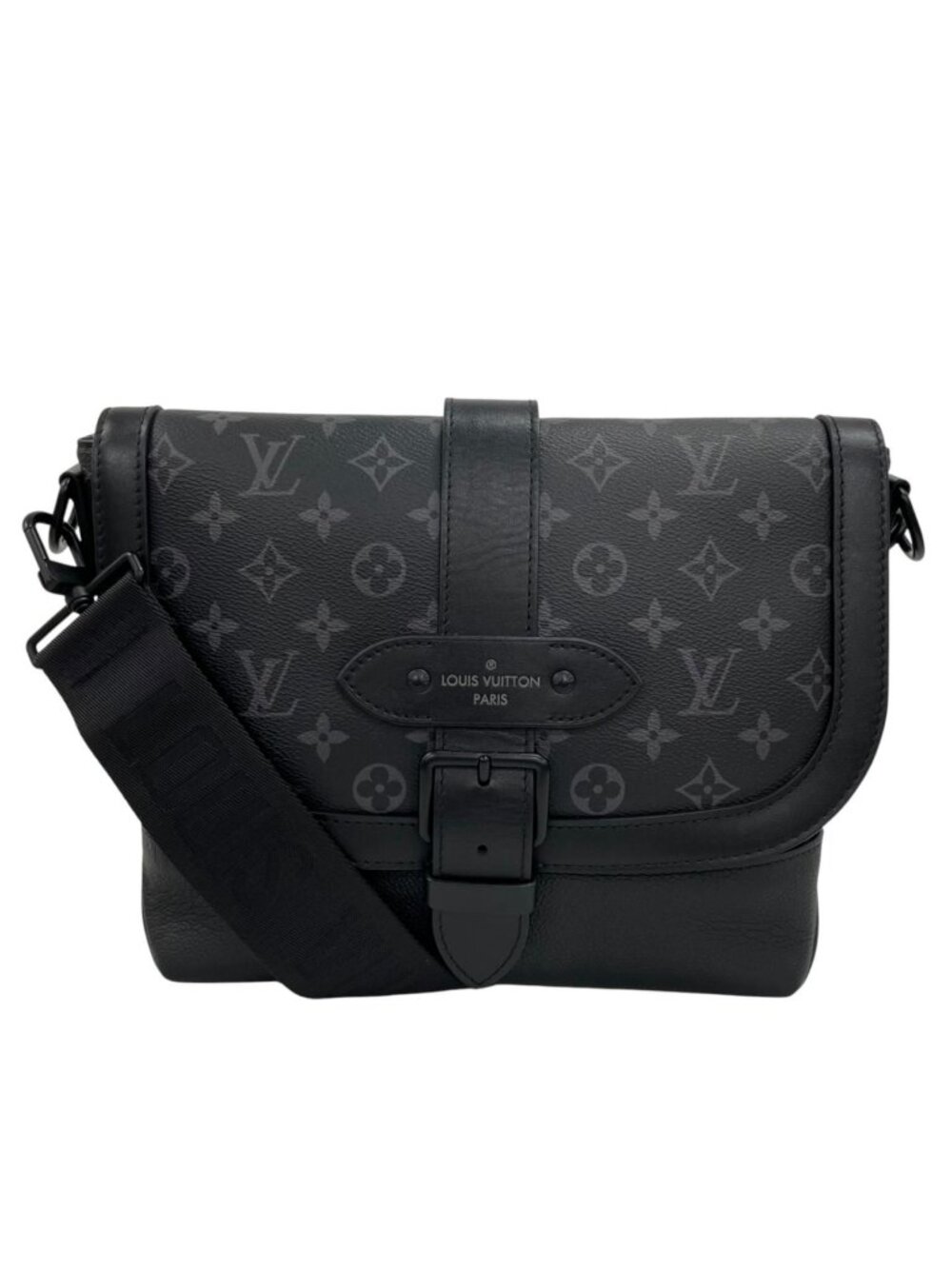 Louis Vuitton Saumur Messenger Monogram Eclipse Shoulder Bag Black
